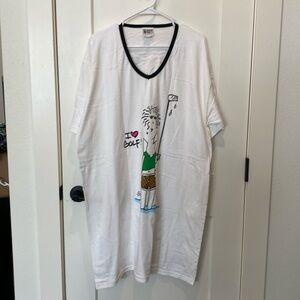 Emerson Street Ladies Gown. OS.  White‎ w/Black Trim.  I Love Golf on Front.